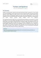 Vorschau - Arbeitsblätter - Arbeitsblatt Physik Klasse 10 - Farben und Spektren - Deckblatt