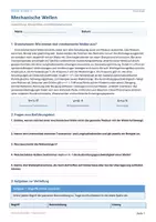 Vorschau - Arbeitsblätter - Arbeitsblatt Physik Klasse 11 - Mechanische Wellen - Deckblatt