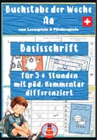 Vorschau - Stundenentwürfe - Komplette Buchstabeneinführung A in Basisschrift – 5+ strukturierte Unterrichtsstunden vom Laut zum Buchstaben - Deckblatt
