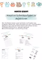 Vorschau - Arbeitsblätter - Monster gesucht - Kreative Schreibaufgabe zu Adjektiven - Deckblatt