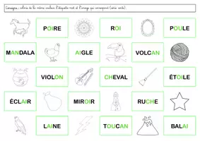 Aperçu - Feuilles d'exercices - Lecture compréhension (MS/GS/CP) : je lis, je colorie (séries : rose, bleue, verte Montessori) - Page 2