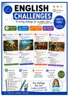 Vorschau - Stationenlernen - English Challenges – Complete Bundle (55 Writing Cards) - Deckblatt