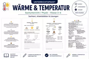 Vorschau - Arbeitsblätter - Wärme & Temperatur – Komplettes Unterrichtspaket - Deckblatt