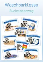 Vorschau - Stationenlernen - Waschbärklasse Buchstabenweg Eduki - Deckblatt