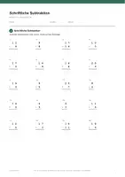 Vorschau - Arbeitsblätter - Schriftliche Subtraktion — Klasse 1 - Seite 1