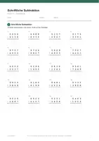 Vorschau - Arbeitsblätter - Schriftliche Subtraktion — Klasse 4 - Seite 1