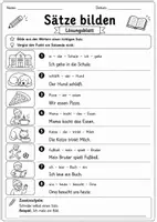 Vorschau - Arbeitsblätter - Sätze bilden einfach - DAZ, SPF, Grundschule - Seite 2