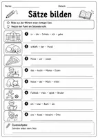 Vorschau - Arbeitsblätter - Sätze bilden einfach - DAZ, SPF, Grundschule - Seite 1