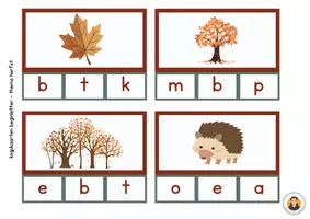 Voorbeeld - knijpkaarten beginletter - thema herfst - Voorblad