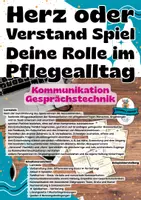 Vorschau - Stationenlernen - Herz oder Verstand Spiel | Deine Rolle im Pflegealltag | Dilemma-Spiel | Kommunikation Gesprächstechnik - Deckblatt