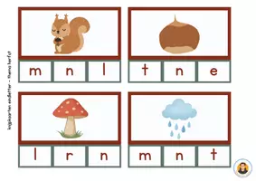 Voorbeeld - knijpkaarten eindletter - thema herfst - Voorblad