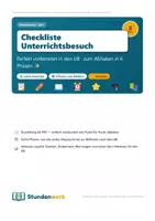 Vorschau - Lehrpläne/Lehrermaterial - Checkliste Unterrichtsbesuch Referendariat - Deckblatt