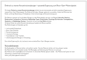 Vorschau - Stationenlernen - Drehrad zu meinen Konzentrationsübungen – Ergänzung zu Brain-Gym-Materialpaket - Seite 1