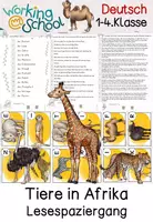 Vorschau - Arbeitsblätter - Lesespaziergang | Tiere in Afrika | differenziert - Deckblatt