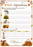 Vorschau - Arbeitsblätter - vorbereitende Herbst-Arbeitsblätter und Rechtschreibtest - Deckblatt
