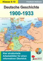 Vorschau - Arbeitsblätter - Deutsche Geschichte 1900-1933 | Geschichte Klasse 8-10 Sekundarstufe | Kaiserreich, Erster Weltkrieg, Weimarer Republik, Versailles, Inflation | differenzierte Arbeitsblätter Kopiervorlagen Freiarbeit mit Lösungen - Deckblatt