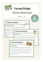 Vorschau - Stationenlernen - Ferien/Urlaub Abschreibkarteien (Klasse 3-4) - Deckblatt