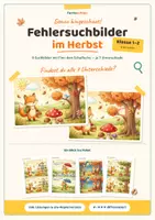 Vorschau - Arbeitsblätter - Fehlersuchbilder Herbst – 8 Suchbilder mit Finn dem Schulfuchs - Seite 1