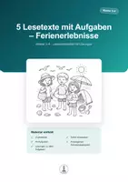 Vorschau - Arbeitsblätter - Ferienerlebnisse – 5 Lesetexte mit Aufgaben | Klasse 3–4 - Deckblatt
