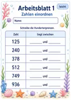 Vorschau - Arbeitsblätter - Zahlenstrahl bis 1000 | Mathematik Klasse 3 | 6 Arbeitsblätter als PDF - Seite 1