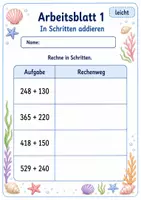 Vorschau - Arbeitsblätter - Halbschriftlich addieren bis 1000 | Mathematik Klasse 3 | 6 Arbeitsblätter als PDF - Seite 1