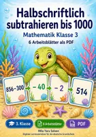 Vorschau - Arbeitsblätter - Halbschriftlich subtrahieren bis 1000 | Mathematik Klasse 3 | 6 Arbeitsblätter als PDF - Deckblatt
