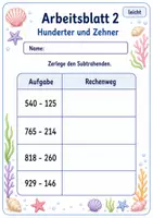 Vorschau - Arbeitsblätter - Halbschriftlich subtrahieren bis 1000 | Mathematik Klasse 3 | 6 Arbeitsblätter als PDF - Seite 2