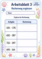Vorschau - Arbeitsblätter - Halbschriftlich subtrahieren bis 1000 | Mathematik Klasse 3 | 6 Arbeitsblätter als PDF - Seite 3