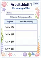Vorschau - Arbeitsblätter - Rechenwege Addition bis 1000 | Mathematik Klasse 3 | 6 Arbeitsblätter als PDF - Seite 1