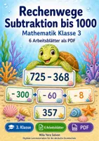 Vorschau - Arbeitsblätter - Rechenwege Subtraktion bis 1000 | Mathematik Klasse 3 | 6 Arbeitsblätter als PDF - Deckblatt