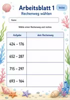 Vorschau - Arbeitsblätter - Rechenwege Subtraktion bis 1000 | Mathematik Klasse 3 | 6 Arbeitsblätter als PDF - Seite 1