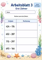Vorschau - Arbeitsblätter - Rechenwege Subtraktion bis 1000 | Mathematik Klasse 3 | 6 Arbeitsblätter als PDF - Seite 3