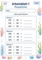 Vorschau - Arbeitsblätter - Rechenpäckchen bis 1000 | Mathematik Klasse 3 | 6 Arbeitsblätter als PDF - Seite 1