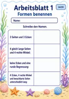 Vorschau - Arbeitsblätter - Mathetest Geometrie | Mathematik Klasse 3 | 6 Arbeitsblätter als PDF - Seite 1