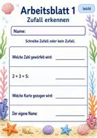 Vorschau - Arbeitsblätter - Zufall und wahrscheinlich | Mathematik Klasse 3 | 6 Arbeitsblätter als PDF - Seite 1