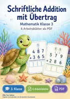 Vorschau - Arbeitsblätter - Schriftliche Addition mit Übertrag | Mathematik Klasse 3 | 6 Arbeitsblätter als PDF - Deckblatt