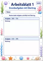 Vorschau - Arbeitsblätter - Schriftliche Addition mit Übertrag | Mathematik Klasse 3 | 6 Arbeitsblätter als PDF - Seite 1