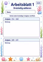 Vorschau - Arbeitsblätter - Schriftliche Addition dreistellig | Mathematik Klasse 3 | 6 Arbeitsblätter als PDF - Seite 1