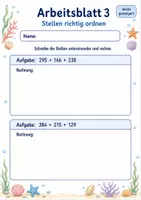 Vorschau - Arbeitsblätter - Schriftliche Addition mit mehreren Summanden | Mathematik Klasse 3 | 6 Arbeitsblätter als PDF - Seite 3