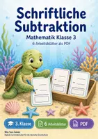 Vorschau - Arbeitsblätter - Schriftliche Subtraktion | Mathematik Klasse 3 | 6 Arbeitsblätter als PDF - Deckblatt