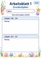 Vorschau - Arbeitsblätter - Schriftliche Subtraktion | Mathematik Klasse 3 | 6 Arbeitsblätter als PDF - Seite 1