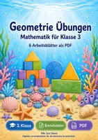 Vorschau - Arbeitsblätter - Geometrie Übungen Klasse 3 | Mathematik Klasse 3 | 6 Arbeitsblätter als PDF - Deckblatt