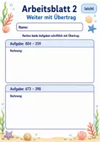 Vorschau - Arbeitsblätter - Schriftliche Subtraktion mit Übertrag | Mathematik Klasse 3 | 6 Arbeitsblätter als PDF - Seite 2