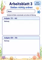 Vorschau - Arbeitsblätter - Schriftliche Subtraktion mit Übertrag | Mathematik Klasse 3 | 6 Arbeitsblätter als PDF - Seite 3