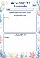 Vorschau - Arbeitsblätter - Schriftliche Subtraktion dreistellig | Mathematik Klasse 3 | 6 Arbeitsblätter als PDF - Seite 1