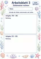 Vorschau - Arbeitsblätter - Schriftliche Subtraktion dreistellig | Mathematik Klasse 3 | 6 Arbeitsblätter als PDF - Seite 3