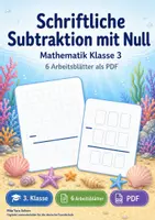 Vorschau - Arbeitsblätter - Schriftliche Subtraktion mit Null | Mathematik Klasse 3 | 6 Arbeitsblätter als PDF - Deckblatt