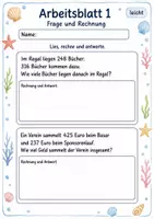 Vorschau - Arbeitsblätter - Sachaufgaben schriftliche Addition | Mathematik Klasse 3 | 6 Arbeitsblätter als PDF - Seite 1