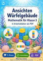 Vorschau - Arbeitsblätter - Ansichten Würfelgebäude | Mathematik Klasse 3 | 6 Arbeitsblätter als PDF - Deckblatt