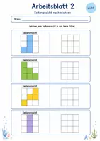 Vorschau - Arbeitsblätter - Ansichten Würfelgebäude | Mathematik Klasse 3 | 6 Arbeitsblätter als PDF - Seite 2
